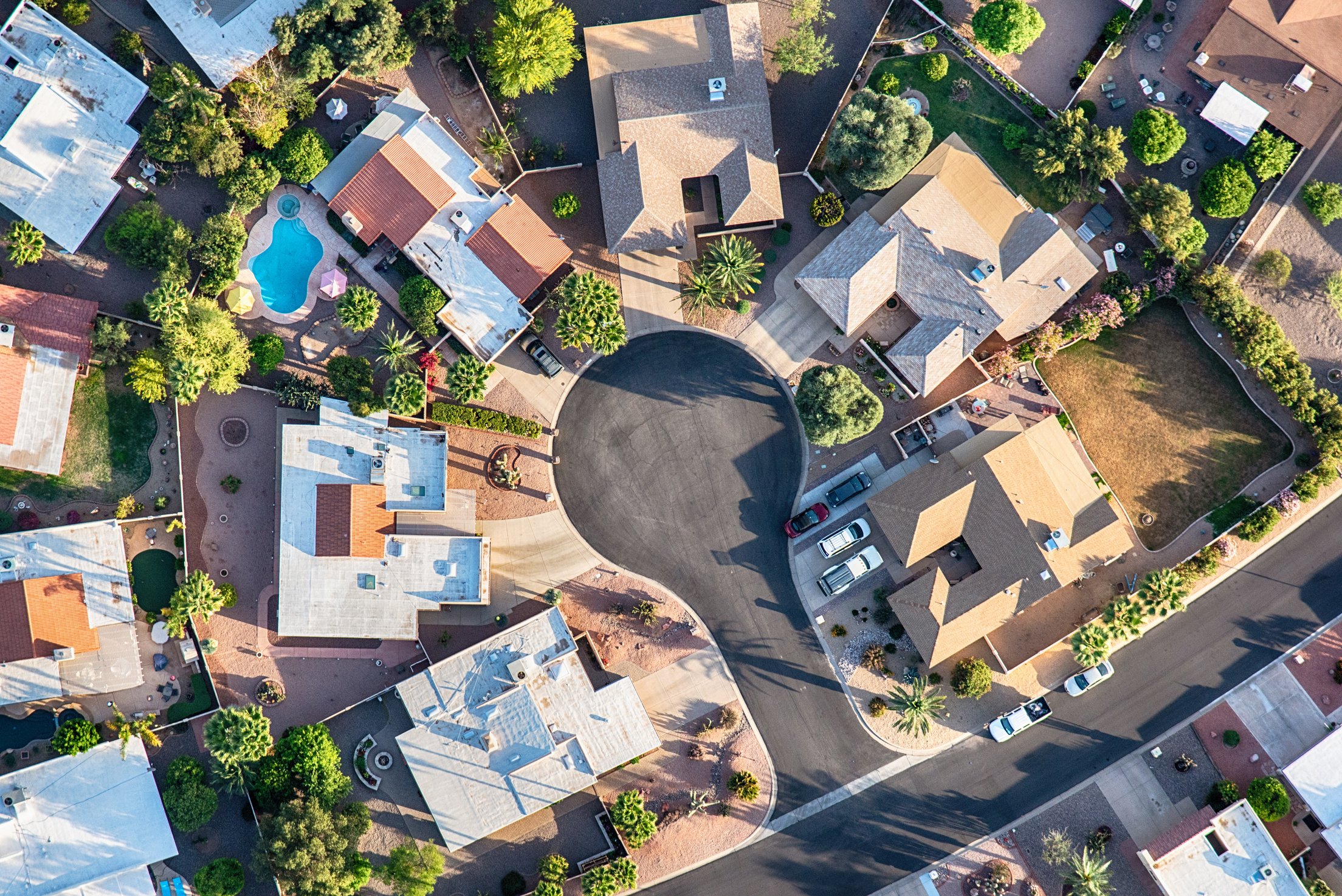 Upper Middle Class Neighborhood Aerial